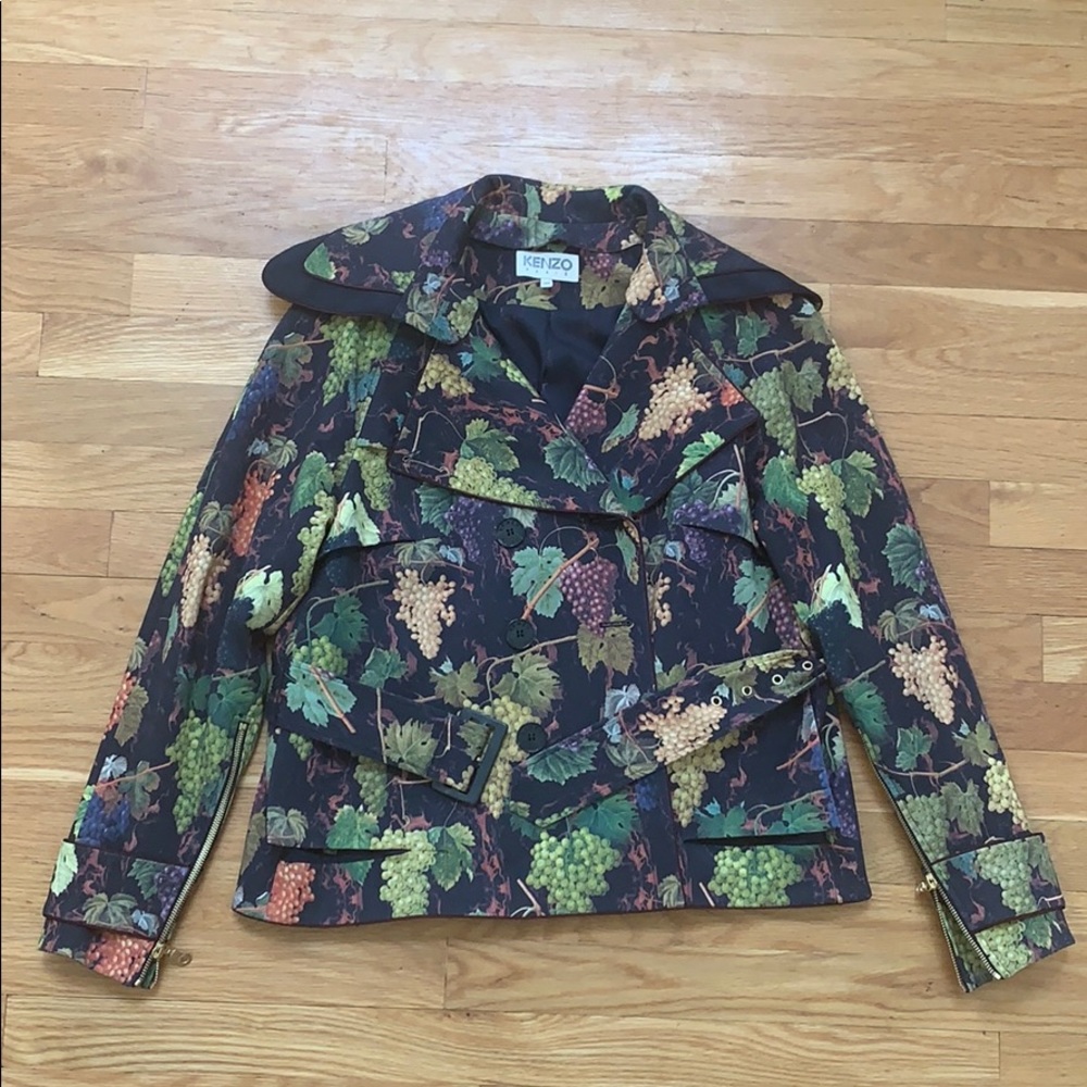 Kenzo grape print cropped trench coat